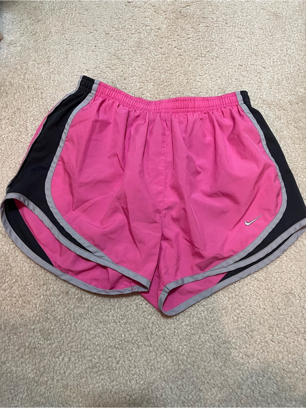 Nike Pink and Black Athletic Shorts with Gray Trim